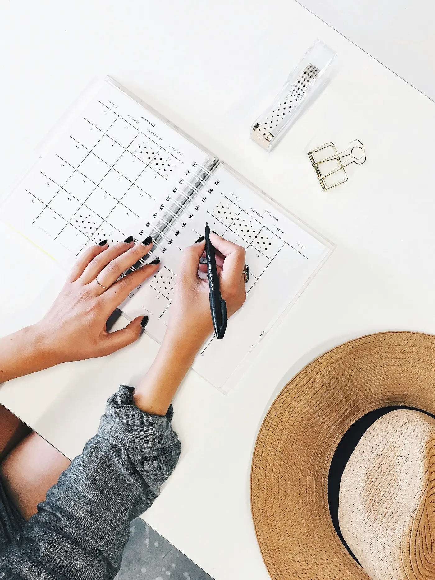 Hand writing in an appointment planner
