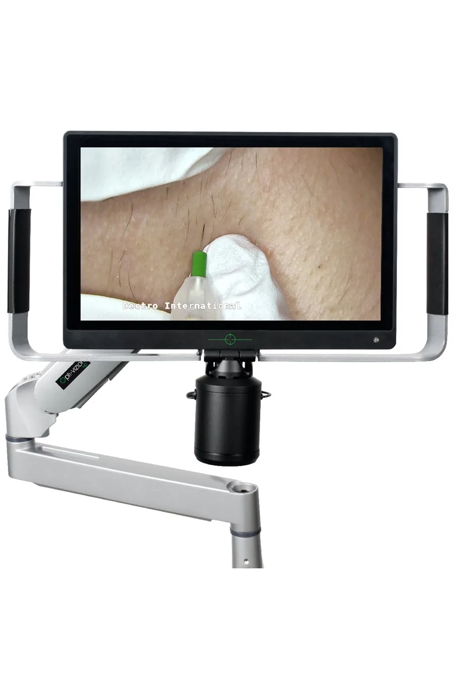 Opti-Vizion Flip screen showing a magnified probe insertion
